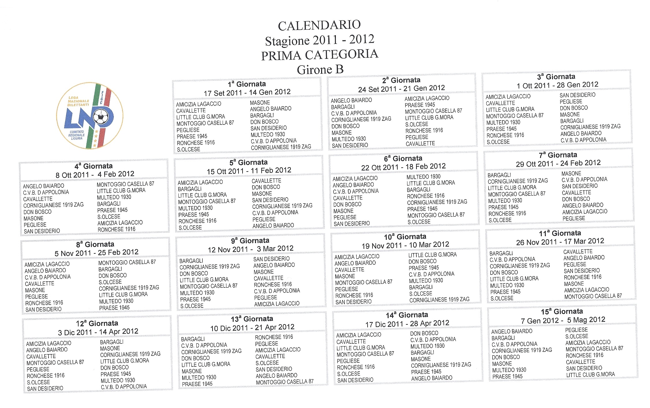 Calendario 1 b 2011-2012