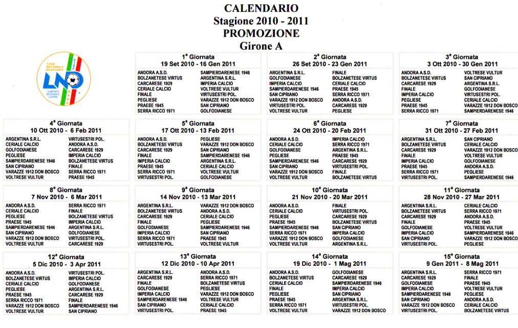 calendario 2010/2011